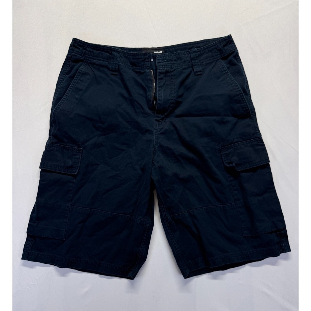 Hurley Commander‎ Cargo Shorts Mens 33 Navy Blue Logo Cotton Everyday Workwear